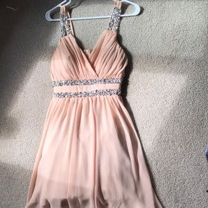 Peach creamy prom dress